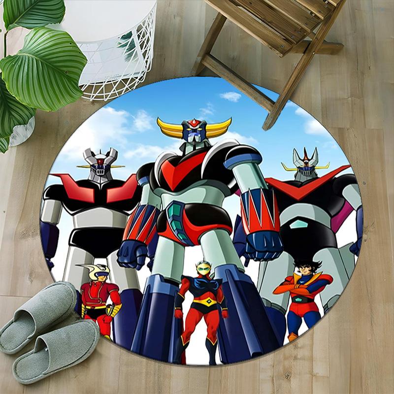 1pc UFO Robot Grendizer5 Print Round Carpet Chair Round Carpet Suitable for Bedroom Living Room Home Decorative Carpet