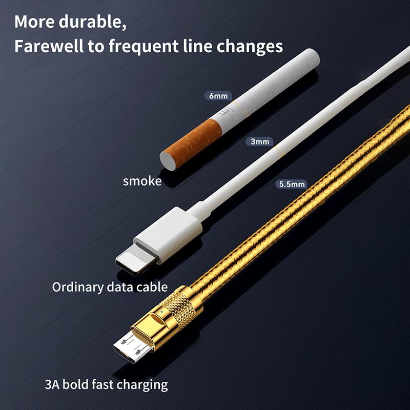 Zinc Alloy 120W Usb Super Fast Charging Data Cable For Xiaomi Huawei Samsung Type C 6A Micro 3A Charge Game Cord For Iphone 2.4A