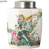 Retro Hand Painted Ceramic Tea Jar Tea Box Alloy Cover Sealed Moisture Proof Jar Tea Canister Candy Jar Household Teas Container