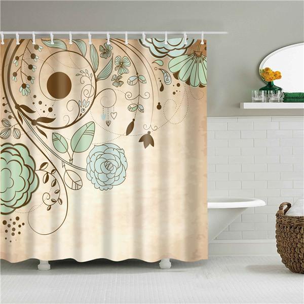 Plant Series Shower Curtain Bathroom Waterproof Polyester Shower Curtain Flower Print Curtains for Bathroom Shower With Hooks