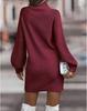 Autumn/Winter Solid Color Long-Sleeve Turtleneck Sweater Dress for Women