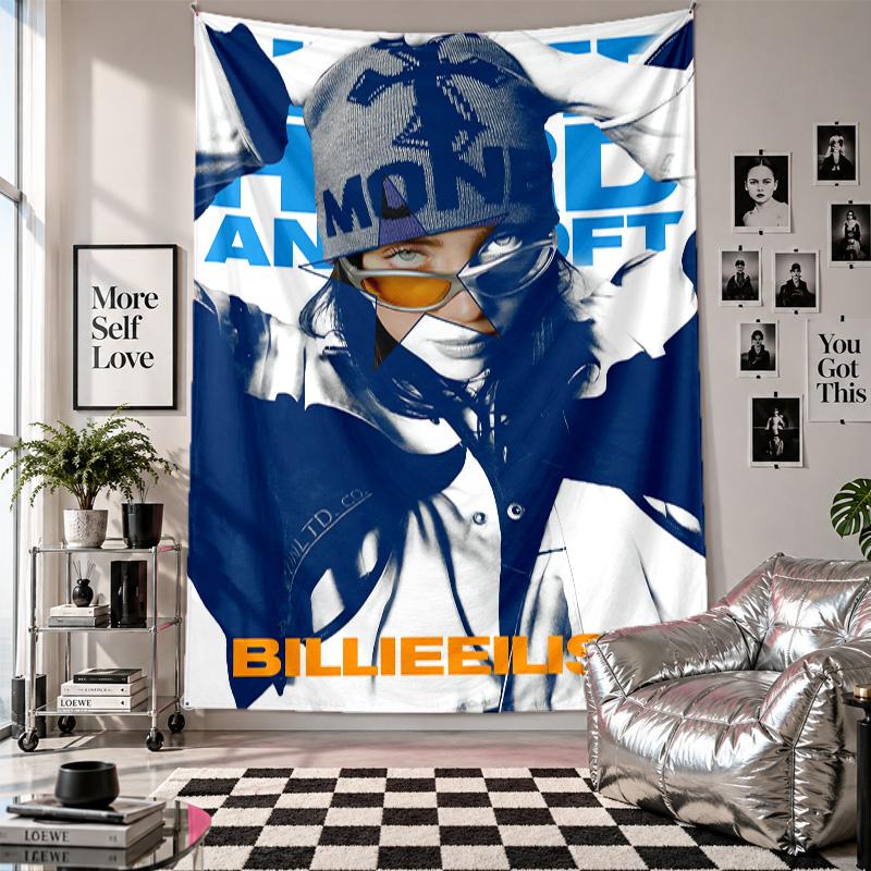 Wall TapestryBillie Eilish Art Hanging Cloth Decorative Background Cover for Room Decoration