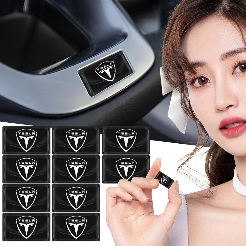 

Carbon Fiber Steering Wheel Car Logo Emblem 3D Stickers Car Styling For Model3 Model Y Model S X Wheel tire Center Cover Decal Accessories 2pcs