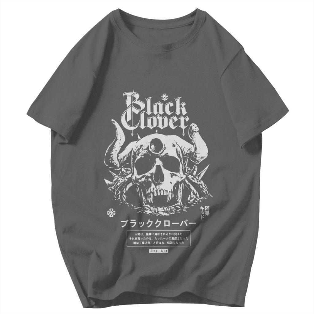 Men T Shirt Black Clover Skull Anime Idea Y2K Graphic Short Sleeve Unisex Tops T Shirts