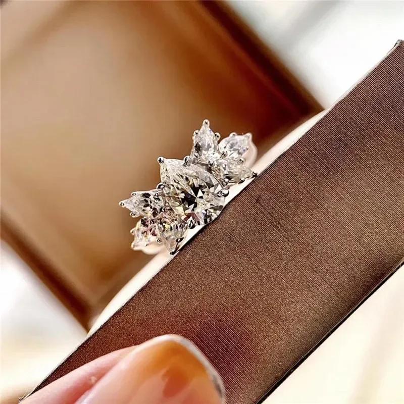 

Modern Bridal Wedding Rings for Women AAA Cubic Zirconia Fashion Zircon Luxury Engagement Accessory Ne w Design 10 мідний