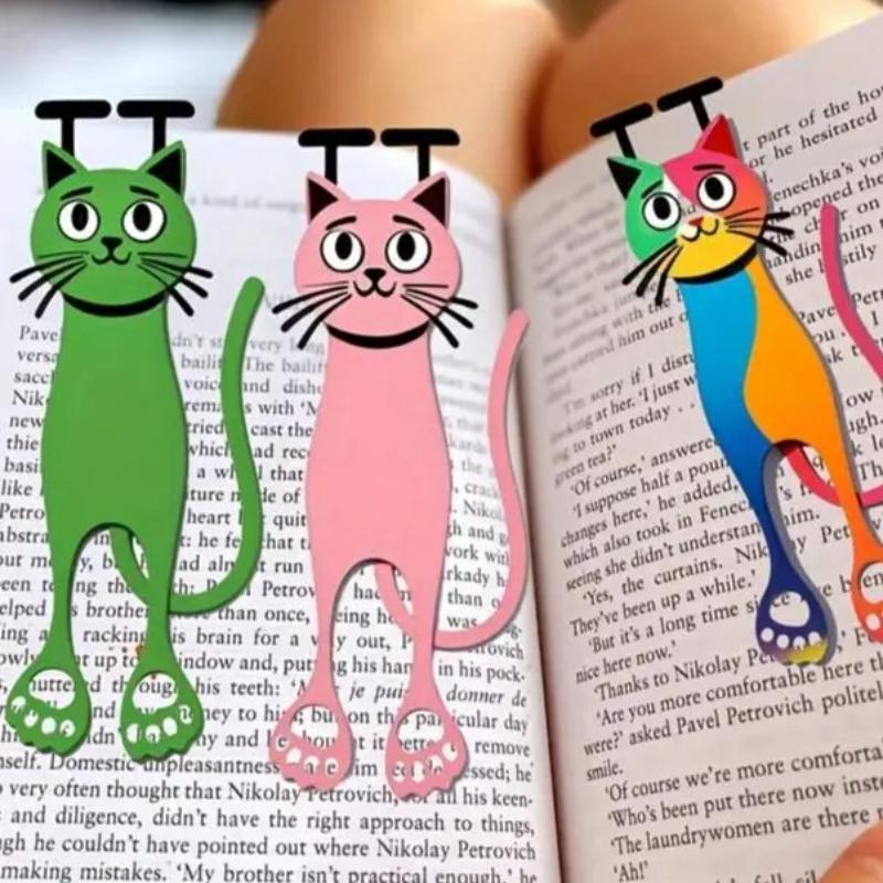 3pcs Acrylic Cat Bookmark, Durable Colorful Cat Page Marker, Suitable for Readers and Cat Lovers, Office and Study Dual Use