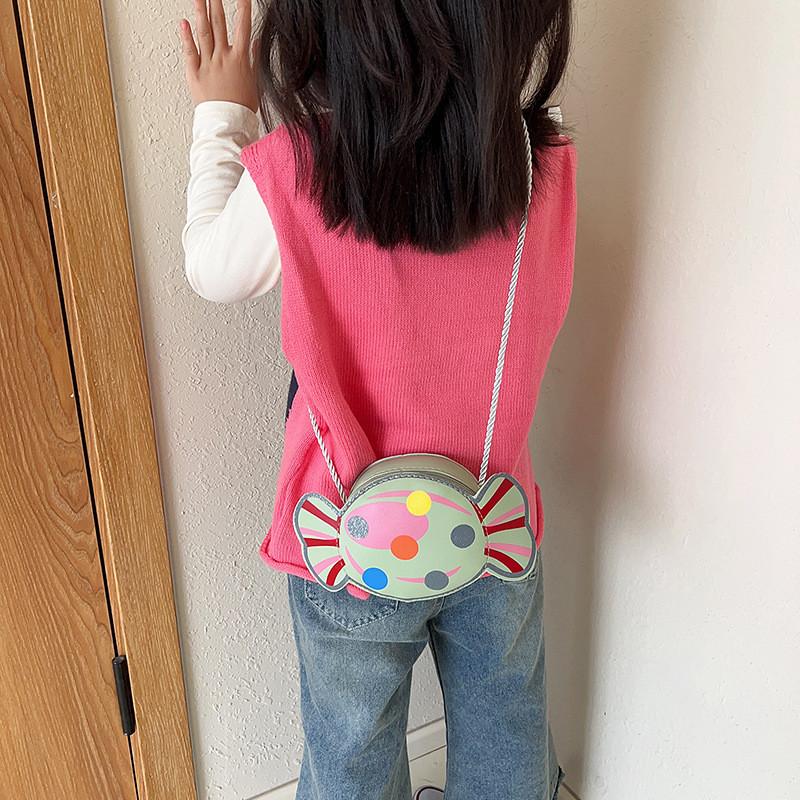 Modern Colorful Candy Pattern Bag For Young Girls Cute Lightweight Purse Pu