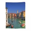 Traffic On The Grand Canal Blankets Soft Warm Flannel Throw Blanket Plush for Bed Living room Picnic Travel Home Couch
