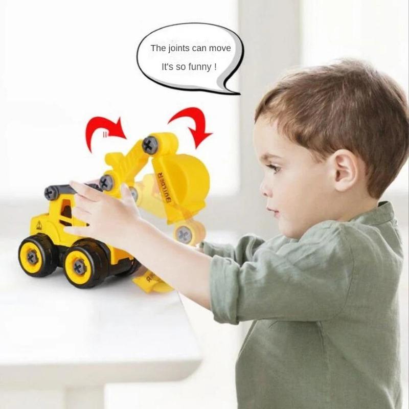 1PC Engineering Vehicle Toy Kid Construction Excavator Tractor Bulldozer Fire Truck Models DIY Screw Game Boy Toys Children Gift