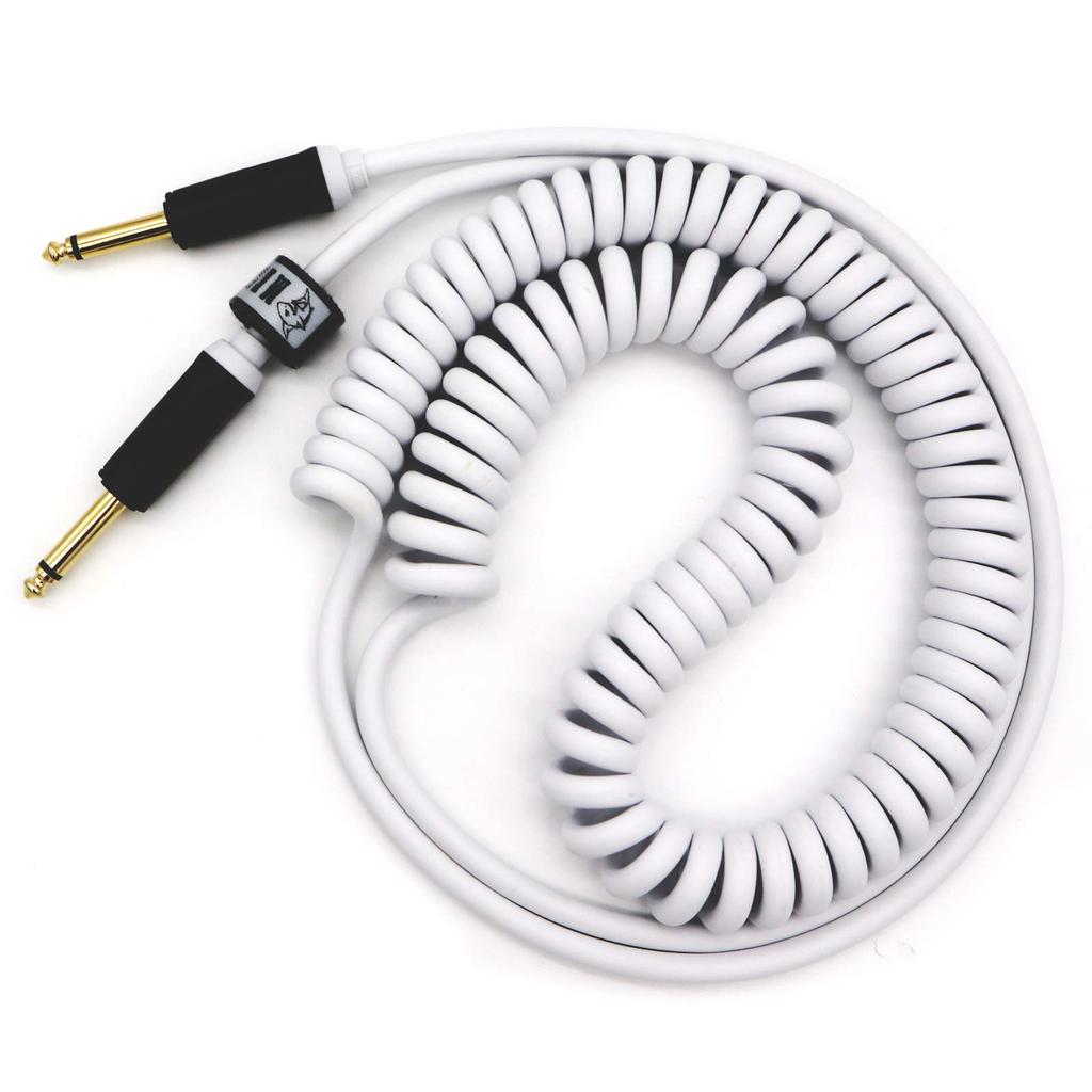 Aestivate Guitar Coil Cable Bass Shield Curled Cord 6.35mm 10ft/3m (White)