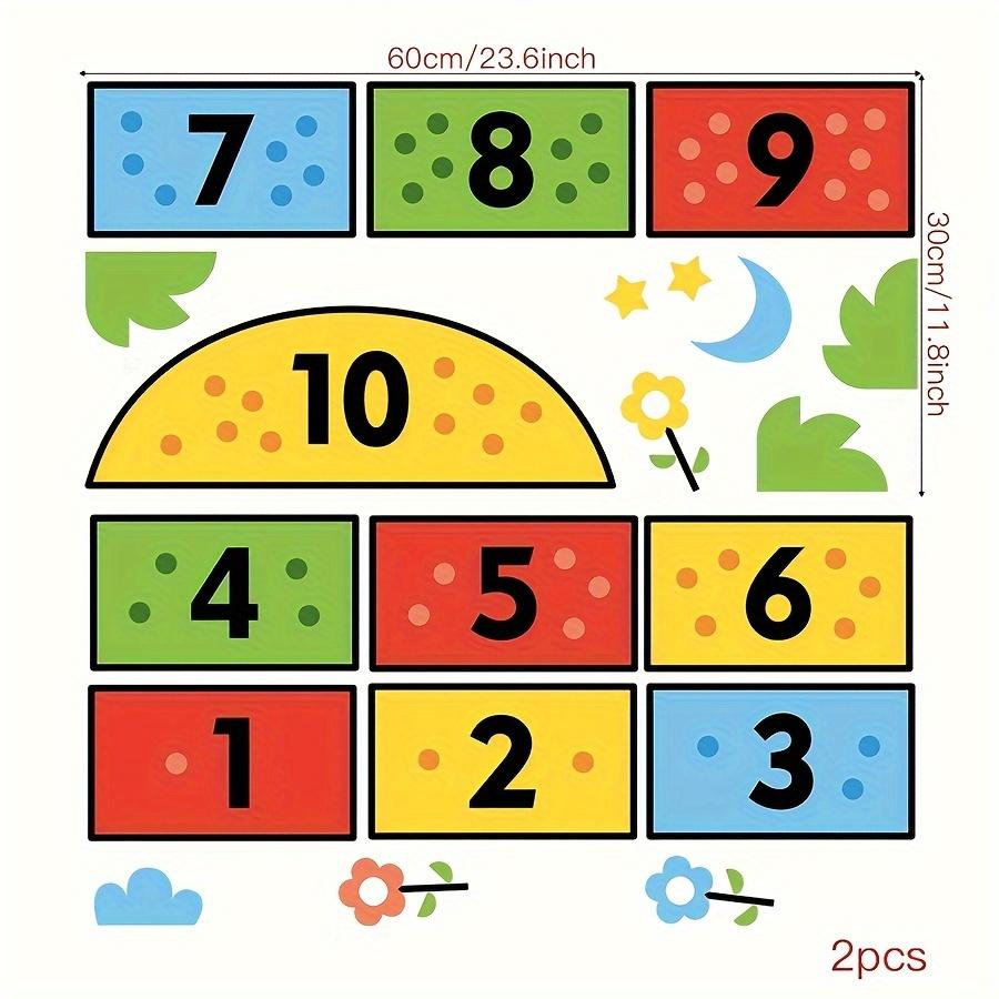 

2 шт. разноцветных наклеек на пол в виде сетки - цифровая интеллектуальная игра и художественные наклейки на плитку для спальни, класса, детской комнаты 2pcs