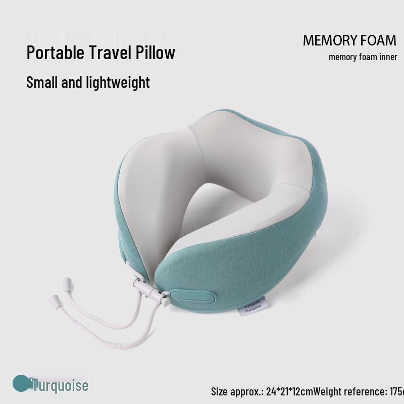 Cool Memory Foam U-Shaped Neck Support Travel Pillow - Portable for Office and Airplane, Customizable Logo Option