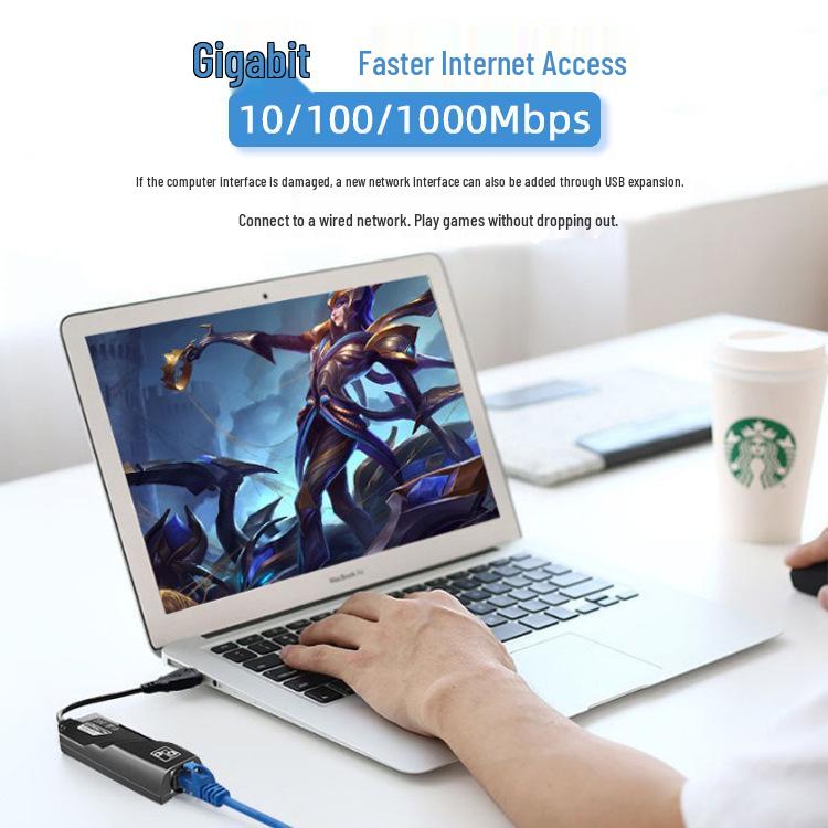 USB-C - RJ45 Gigabit Ethernet Adapter LED-es visszajelzővel