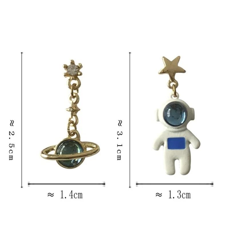 Kreatives Niedliches Design Universum Planet Stern Astronaut Quasten Hängeohrringe Für Frauen Mädchen Hohler Kreis Kristall Anhänger Schmuck