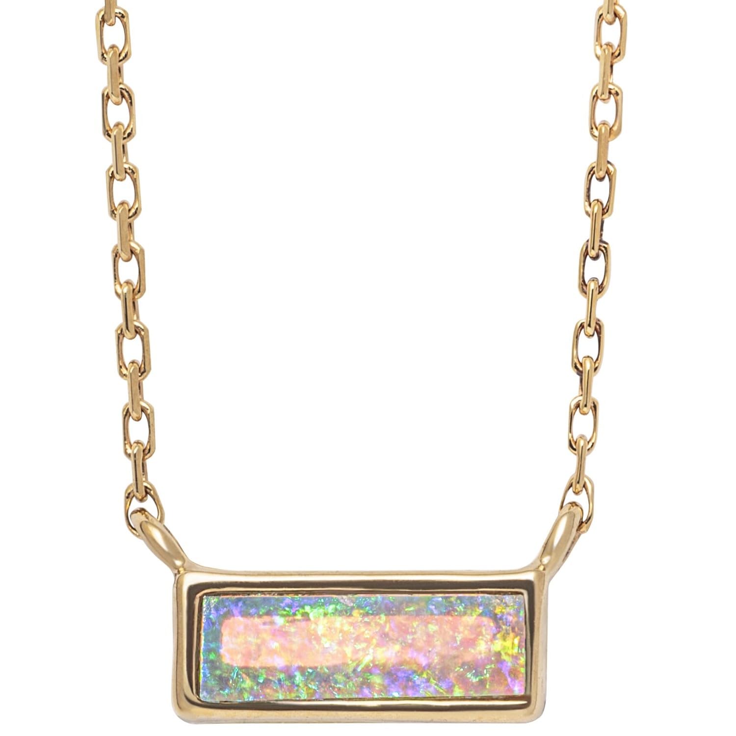 

SOI Opal Necklace Yellow Gold Natural Stone Elegant and Delicate 309N0079 (10K / 40cm) Accessory, (October Birthstone), Jewelry, Gift,