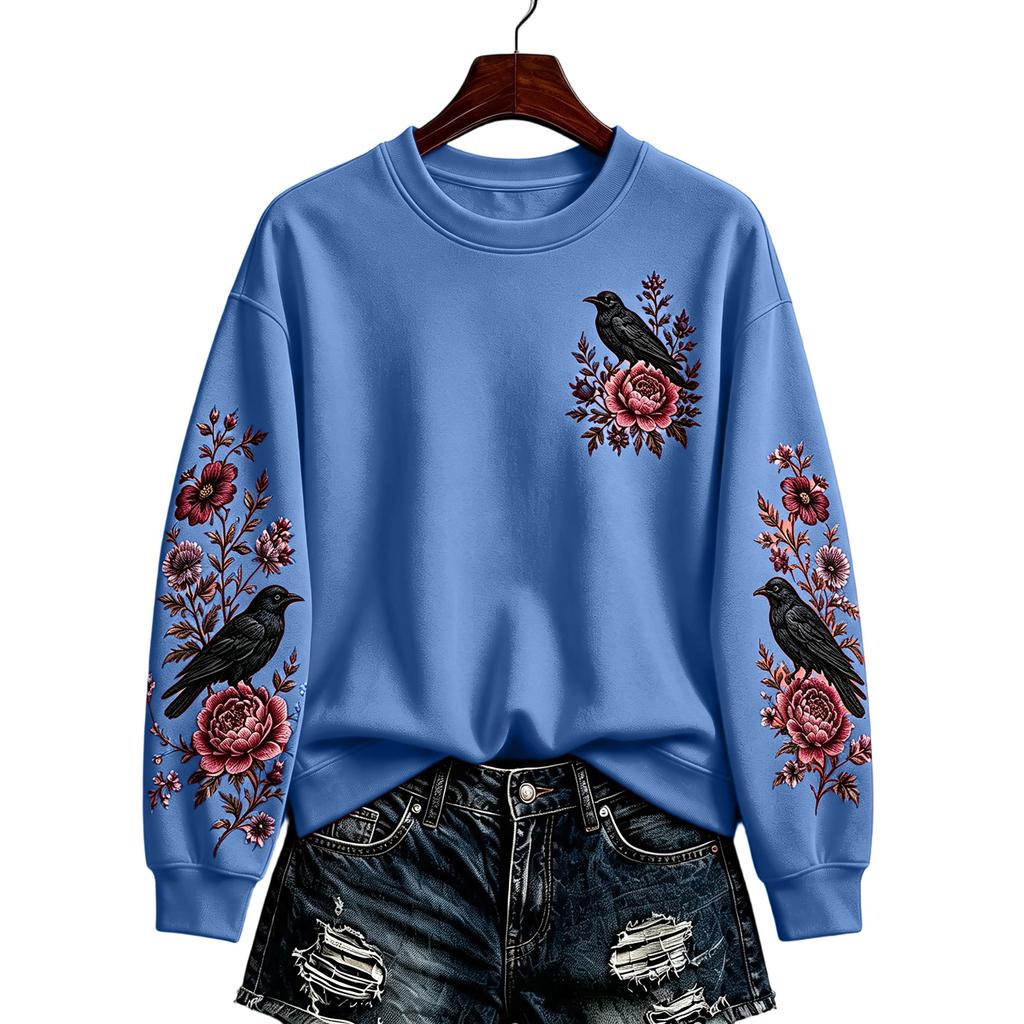 Women's Halloween Pullover Sweatshirt Casual Printed Long Sleeve Top