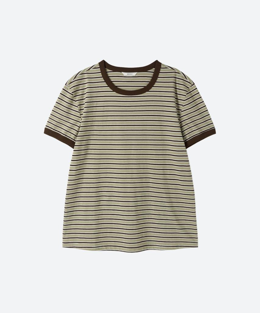 MOONSUN Unisex, Stripe Ringer T-Shirt / Beige