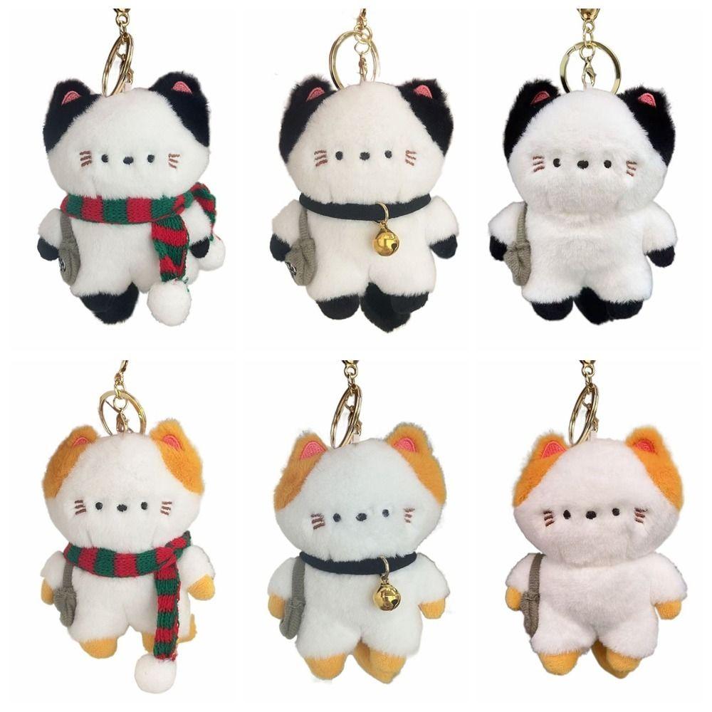 Travel Kitten Cat Plush Keyring Bell Plush Cat Doll Keychain Plush Cat Bag Pendant  Female Girls