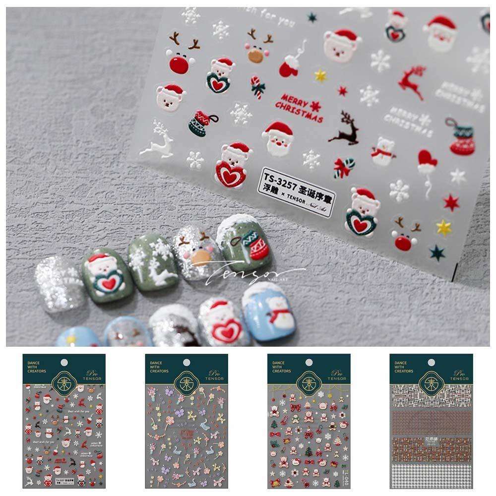 

Nail Accessories Christmas Nail Decals Embossed Stickers Christmas Nail Decorations Nail Salon