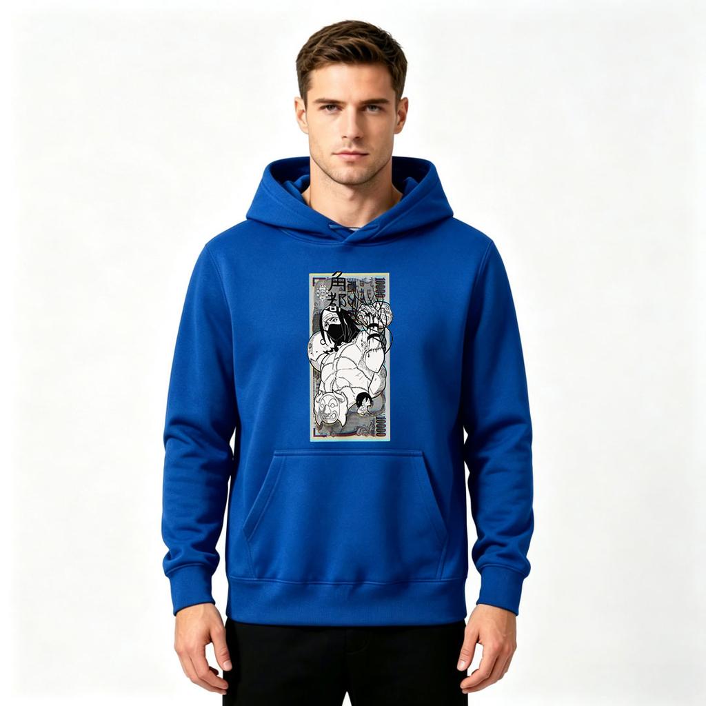 Men's Anime Graphic Print Pullover Hoodie Casual Long Sleeve Streetwear Hooded Sweatshirt
