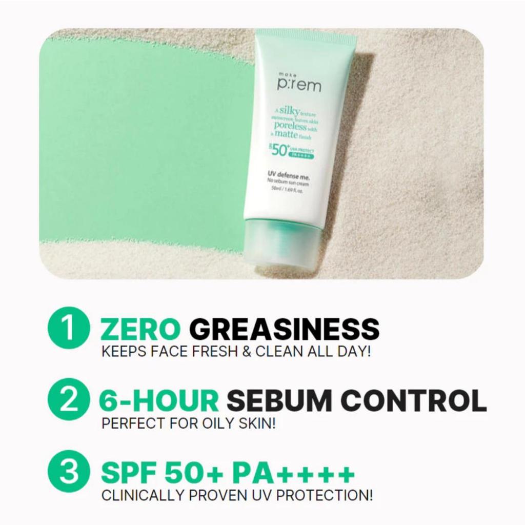 [Make P:rem] UV Defence Me No Sebum Sun Screen 50ml / Sun Cream