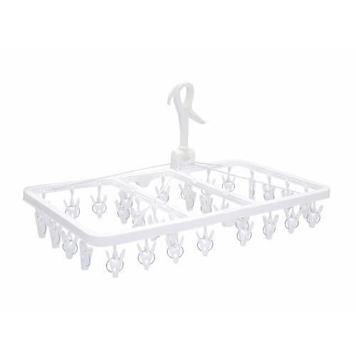 

Towa Sangyo Laundry Drying Hanger, White, Approx. 33 x 32 x 60 cm, ELB Folding Corner Hanger with 32 Clothespins