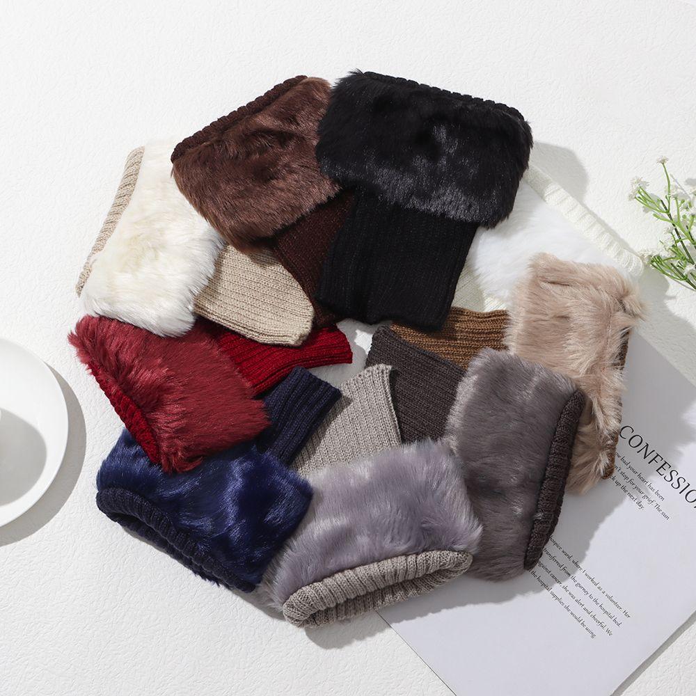 1 Pair Women Winter Knitting Leg Warmers Boot Cover Keep Warm Socks Solid Color Short Socks Boot Warmers Boot Toppers