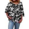 Summer Tops For Women Cute O Neck 3/4 Sleeve Blouses Floral Print Top Casual Shirts
