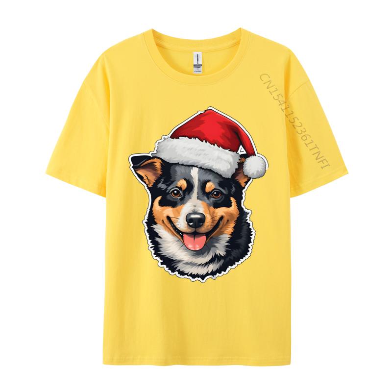 Christmas Australian Cattle Dog TShirt Kawaii Style Winter Tops Tees For Men Special 100 Cotton Fabric