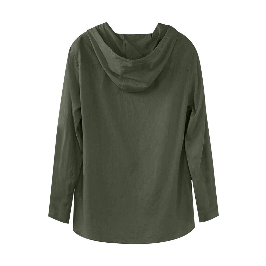 Autumn And Winter Men's Solid Long Sleeve Cotton Hemp Sweater Casual Hooded Sweater