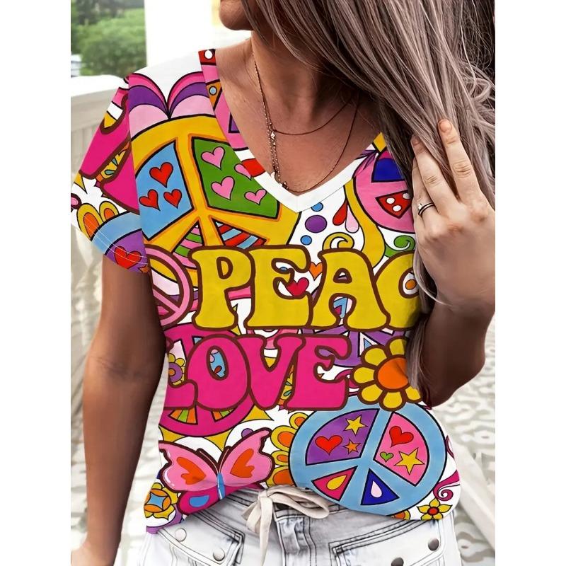 Women's T-Shirt Coconut Tree Pattern 3d Printing Fashion Casual V-Neck Short-Sleeved Beach Style Outdoor Women's Clothing