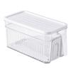 Contenitore Croccante con Coperchio e Manico Scatola di Stoccaggio Impilabile Organizzatore Stratificato Drenante per Frigorifero Frutta Verdura