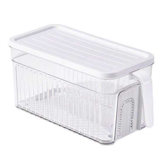 

Crisper Box with Lid And Handle Stackable Storage Box Drainable Layered Organizer for Refrigerator Fruits Vegetables S
