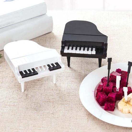 9Pcs Piano Snack Cake Fruit Forks Home Cutlery Dessert Toothpicks Tableware