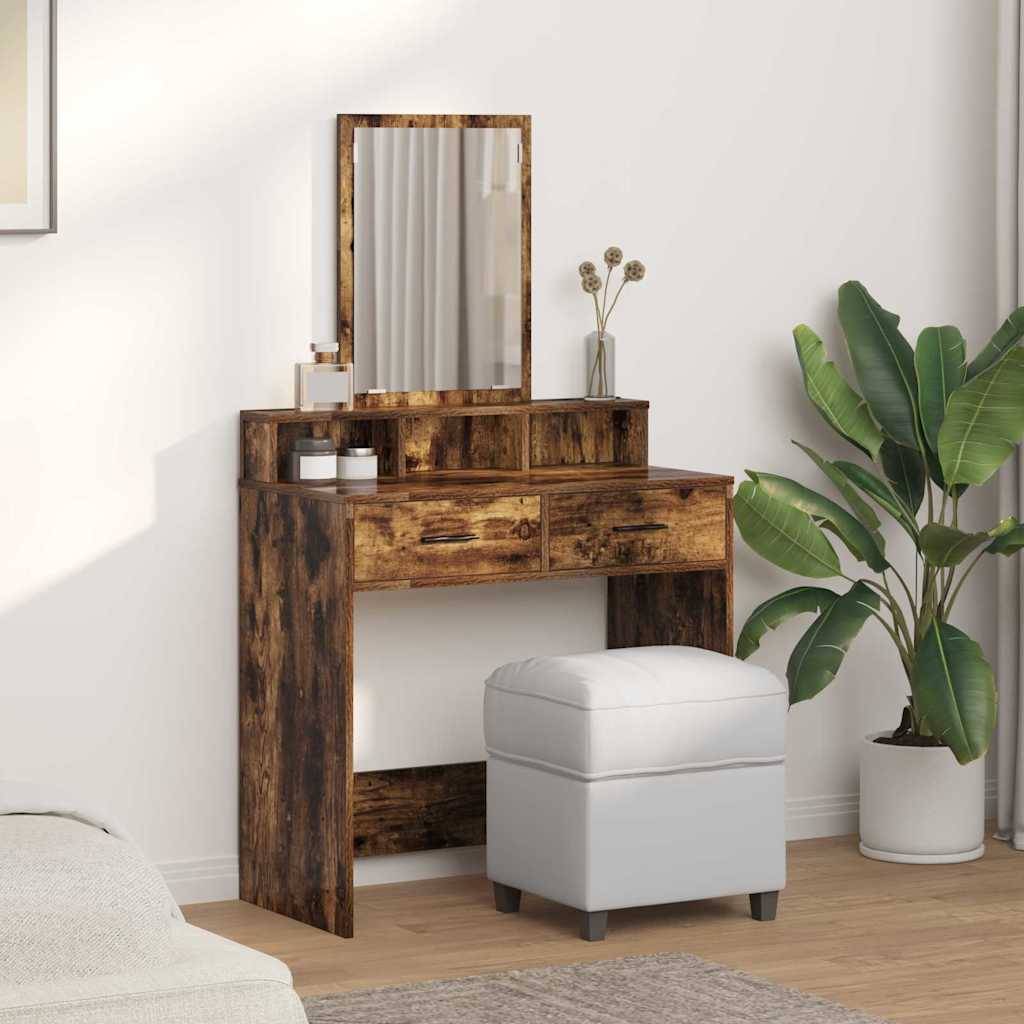 Makeup Table Smoked Oak 79 x 41 x 140 cm Engineered Wood