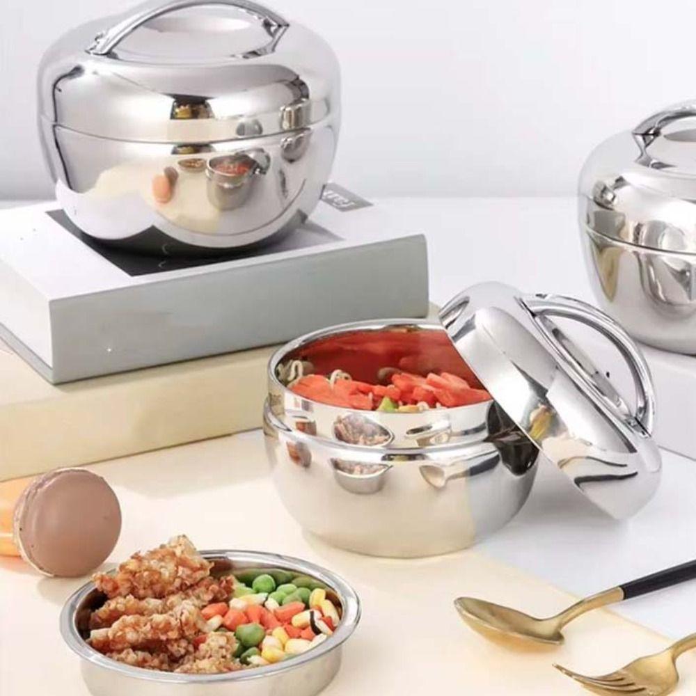 Double Layer Insulated Bowl Stainless Steel Food Storage Container Thermal Lunch Box Picnic