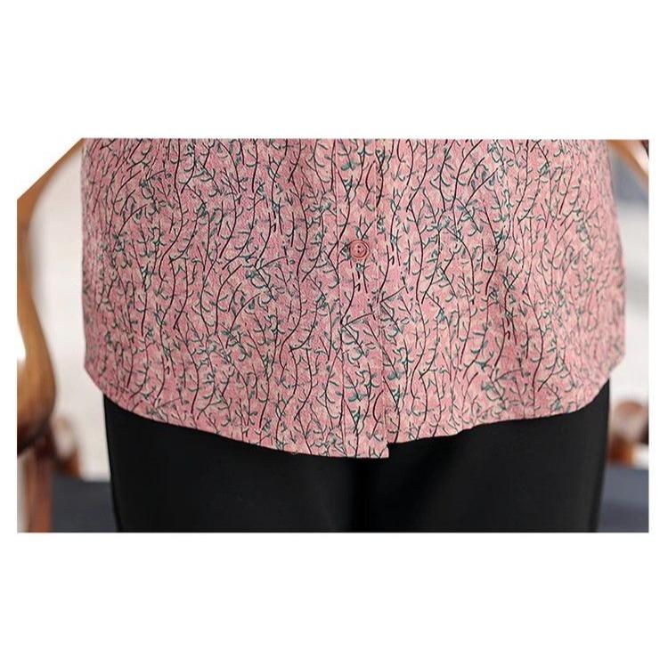 Grandma Spring Shirt Three-quarter Sleeves Blouse for Elderly Women Summer Casual Top