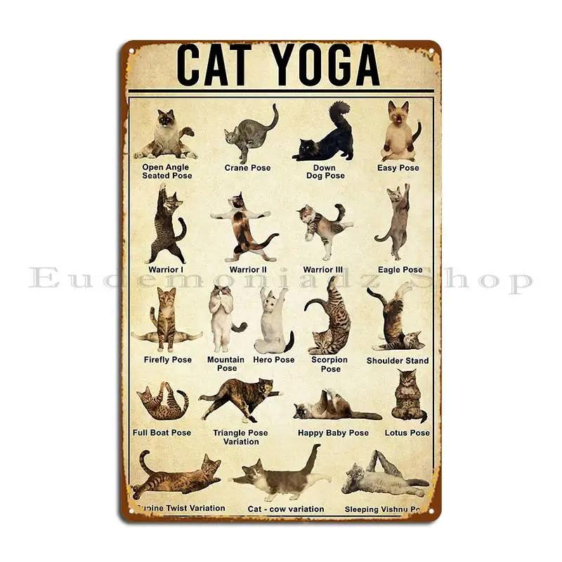 Yoga Cat Wall Art Cat Yoga Pose Metal Sign Pub Designs Create Create Plaques Tin Sign Poster