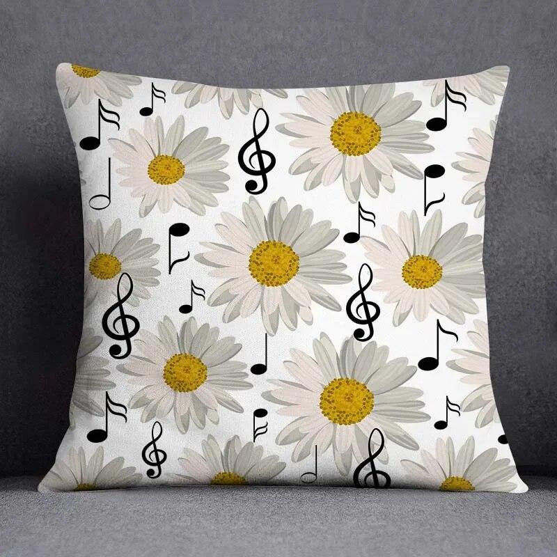 Musical Note Guitar Series Pattern Home Decoration Pillow Case Square Office Cushion Cover