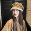 Autumn and Winter Retro Beret Plaid Plush Warm Plush Versatile Thickened Octagonal Hat Duck Tongue Painter Hat
