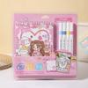 Sanrio Hello Kitty Melody Kuromi Painting Notebook Four Color Watercolor Pen Cartoon Graffiti Coloring Watercolor Painting Gift
