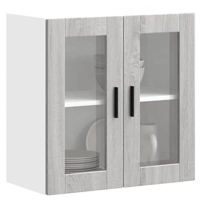 VidaXL Armoire murale de cuisine avec porte en verre Porto sonoma gris 854153