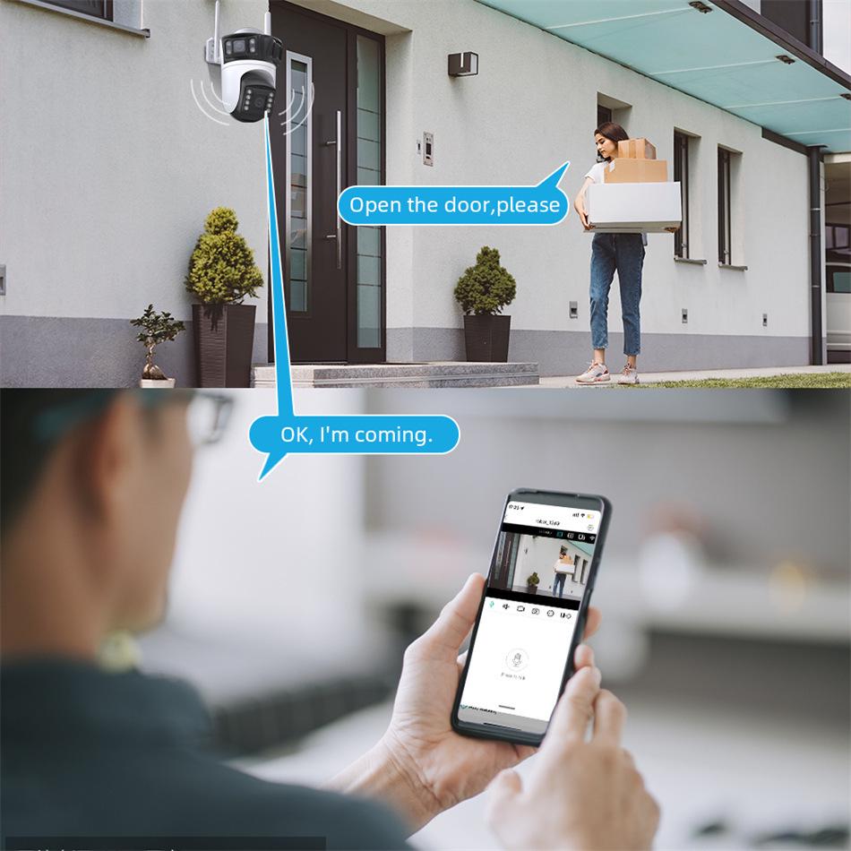 ICSEE Xiongmai Wireless Outdoor PTZ Camera with Three-Lens, Three-View, and Full-Color Monitoring