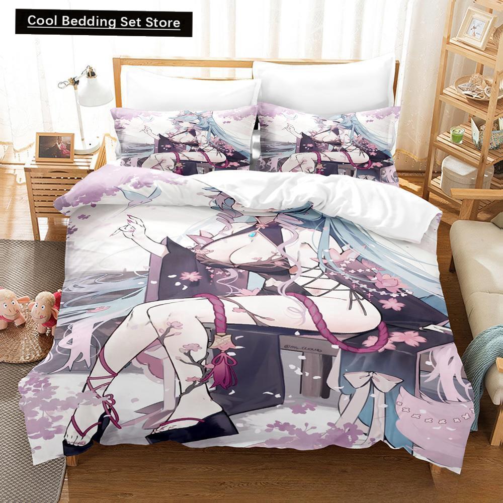 3D Anime Sexy Girls Silvervale VTuber Bedding Set Single Twin Full Queen King Size Bed Set Adult Kid Bedroom Duvet Cover Sets