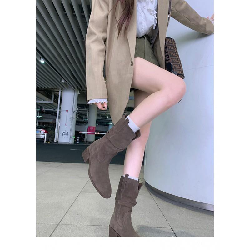 

Новая пятнистая виноградная мать! Ботильоны на платформе с увеличением высоты на 8 см женские 2025 осень V-образный вырез тонкий майярдовый толстый каблук средний 39