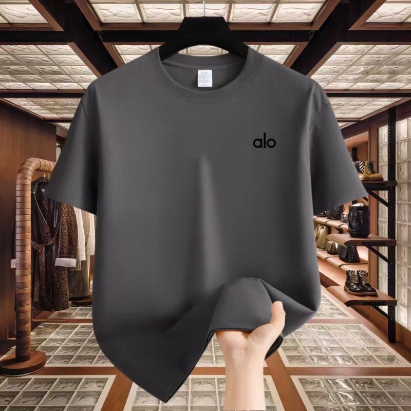 Trendy Brand Alo Letter Printing Summer Pure Cotton Loose Men's and Women's Short-sleeved T-shirt Casual Fashion Couple's Clothing