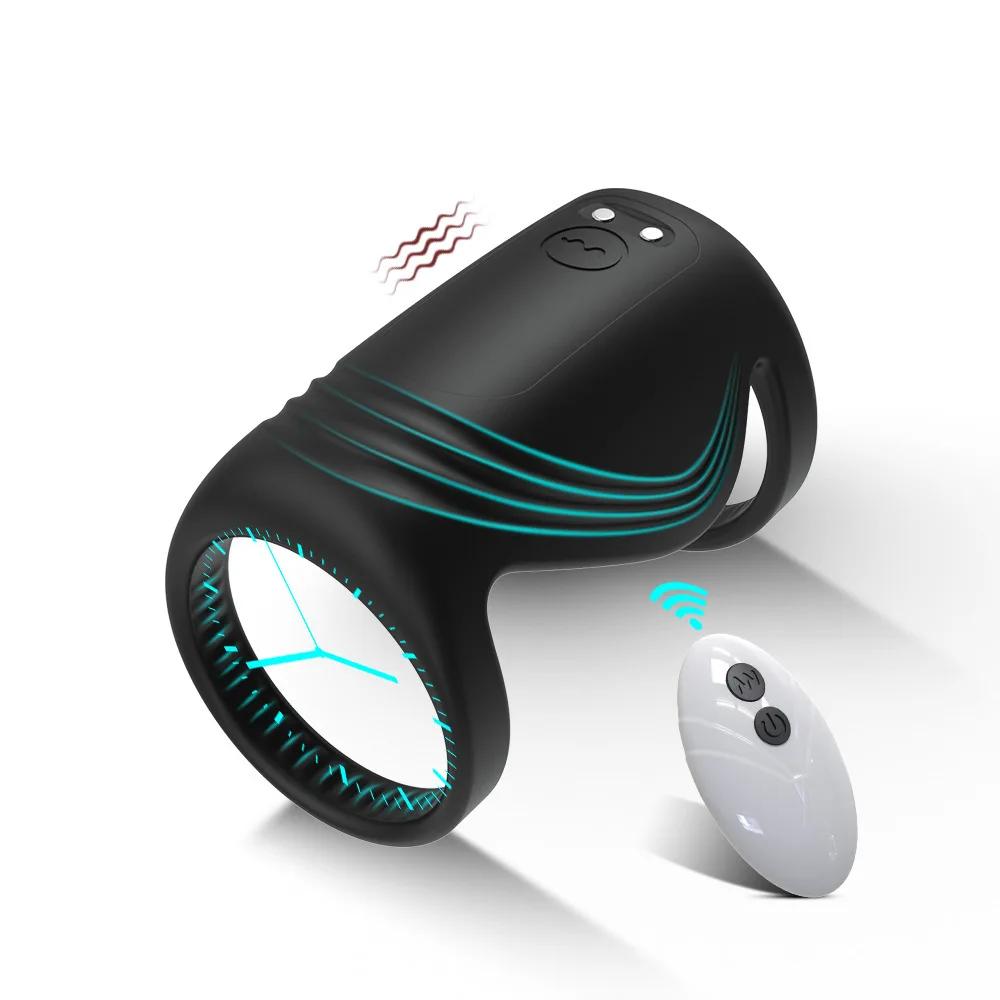 Wearable Sleeve for Penis Cock Ring Vibrator Sex Toys for Adults Vibrating Rings Penis Delay Trainer Stimulator Men Sexy Toys