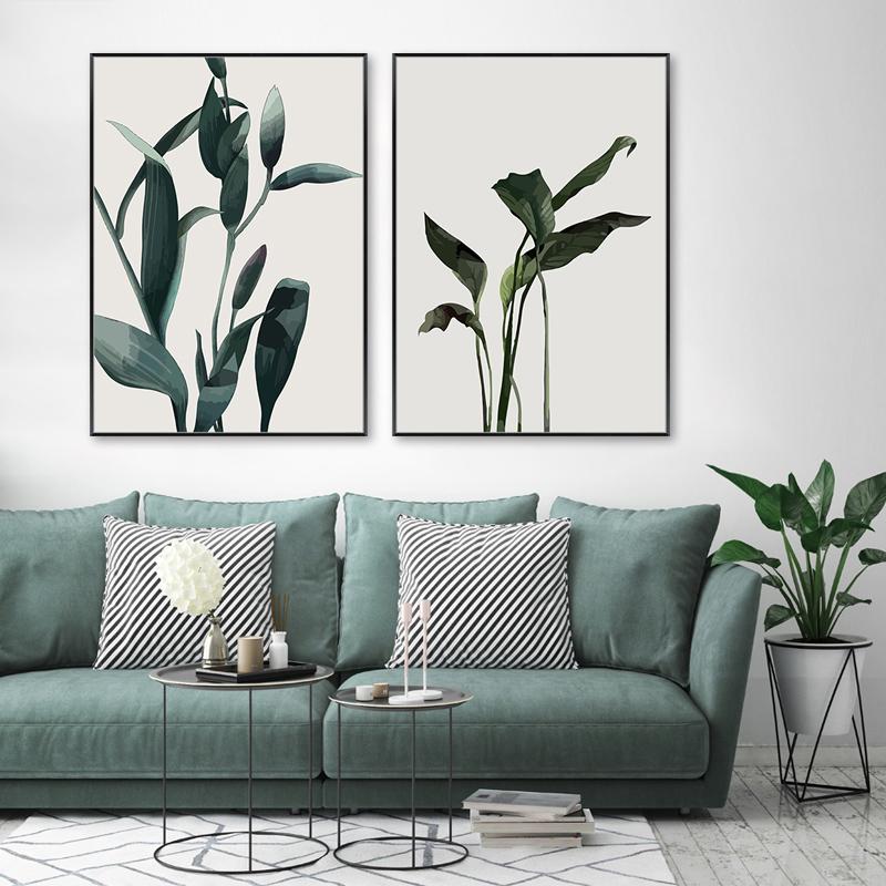 Nordic Minimalist Tropical Plants Poster Watercolor Leaves Canvas Painting Wall Art Picture for Modern Home Living Room Decor