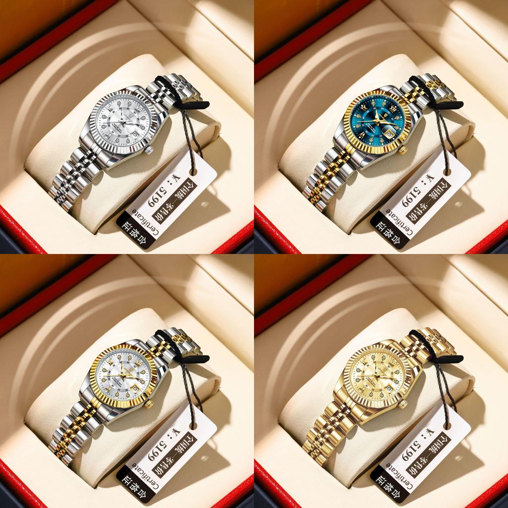 Swiss Ladies Watch Quartz Luminescent Calendar Waterproof For Gift And Fashion