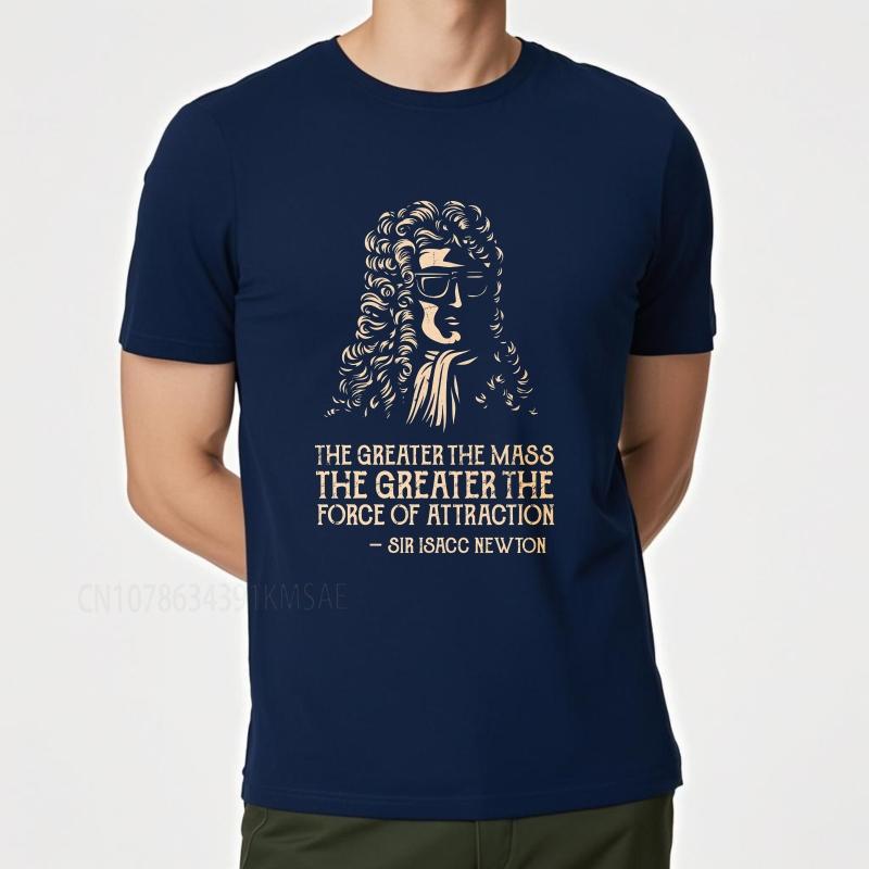 Свободная летняя унисекс футболка Исаак Ньютон Портрет С Цитатой Короткий рукав Свободный крой Круглый вырез Хлопковая футболка 3XL